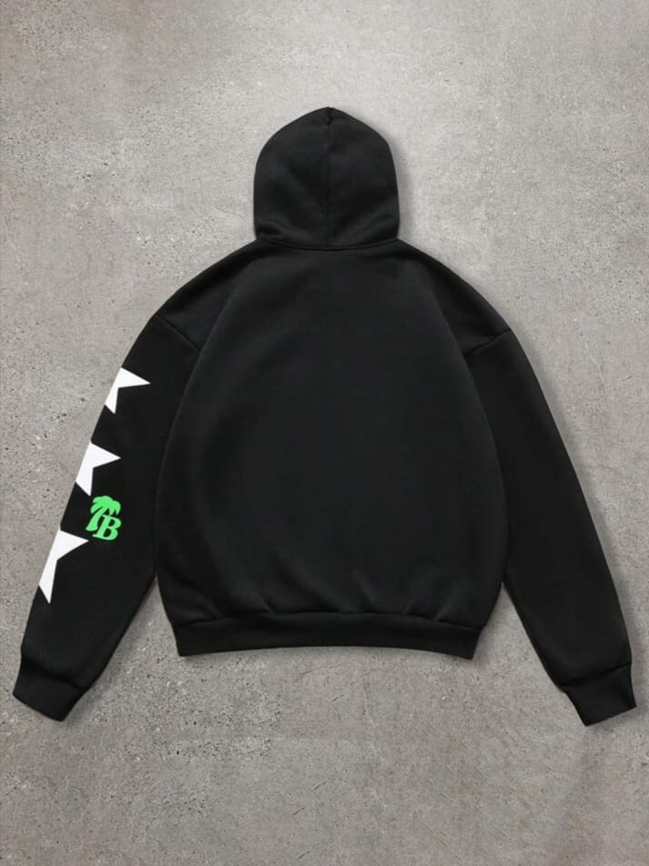 CANDY-BOY Men's Strretrust Casual Letter Graphic Print Zip-Up Hoodie